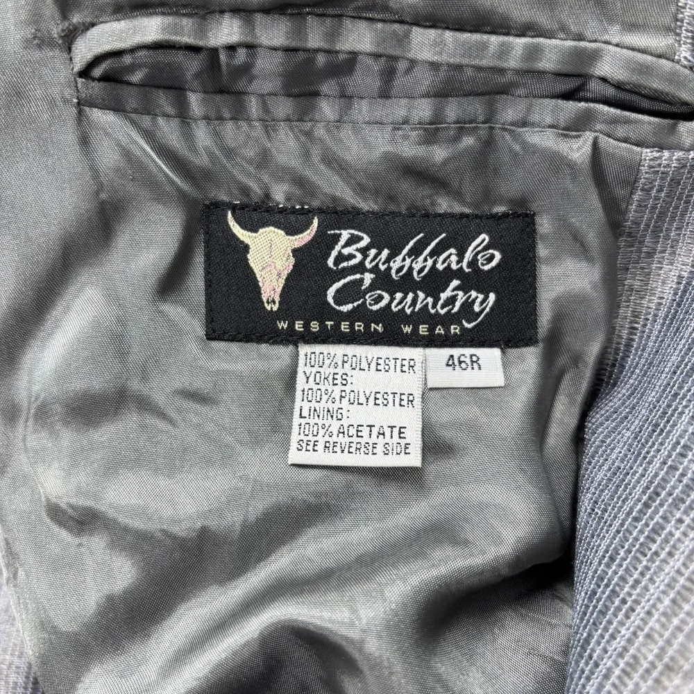 Buffalo Country Men's 46R Gray Button Front Jacket Sport Coat Western Cowboy